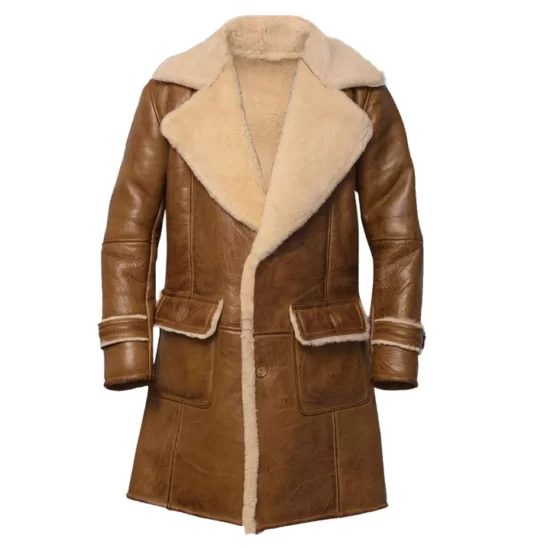 Gregory Flap Pockets Best Brown Shearling Leather Coat