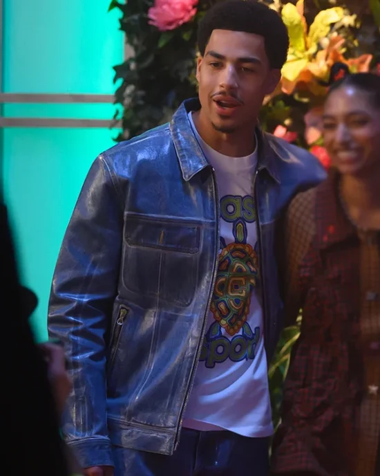 Grown-ish S06 Marcus Scribner Blue Waxed Best Leather Jacket