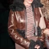 Hailey Bieber Brown Genuine Leather Jacket