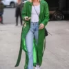 Hailey Bieber Green Trench Coat