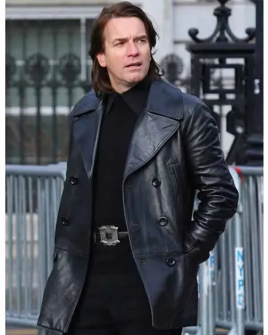 Halston Ewan McGregor Black Best Leather Coat