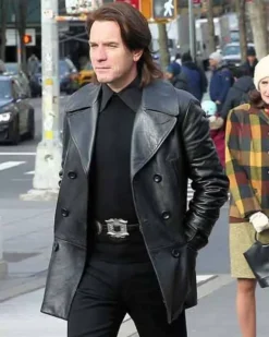 Halston Ewan McGregor Black Leather Coat