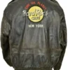 Hard Rock Cafe New York Brown Leather Bomber Jacket Back