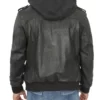 Harlem Men’s Black Hooded Top Leather Bomber Jacket