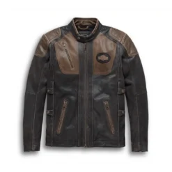 Harley Davidson Brown Leather Jacket Front