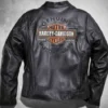 Harley Davidson Men Black Leather Jacket Back