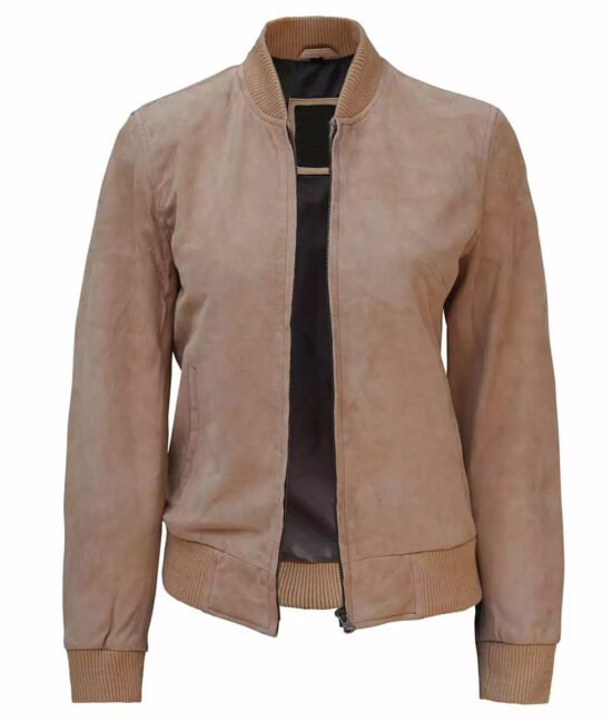 Harrington Womens Camel Bomber Premium Full Genuine Leather Jacket