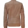 Harrington Womens Camel Bomber Suede Leather Jacket BAck