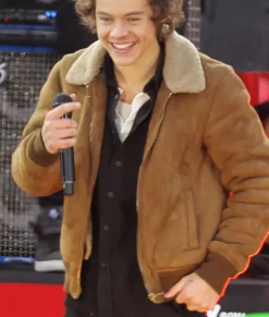 Harry Styles Brown Bomber Real Leather Jacket
