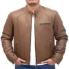 Heavy-duty Brown Leather Bomber 100% Leather Jacket