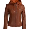 Helen Womens Cognac Premium Leather Jackets