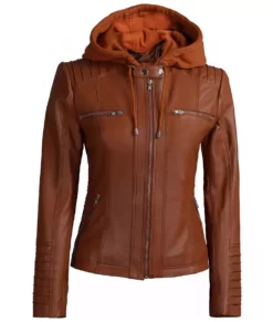 Helen Womens Cognac Premium Leather Jackets