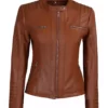 Helen Womens Cognac Pure Leather Jackets