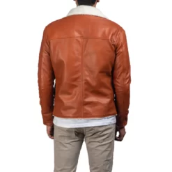 Howard Tan Real Brown Fur Collar Leather Jacket