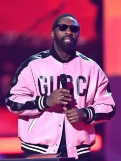 Idris Elba Brit Awards Pink Leather Varsity Jacket