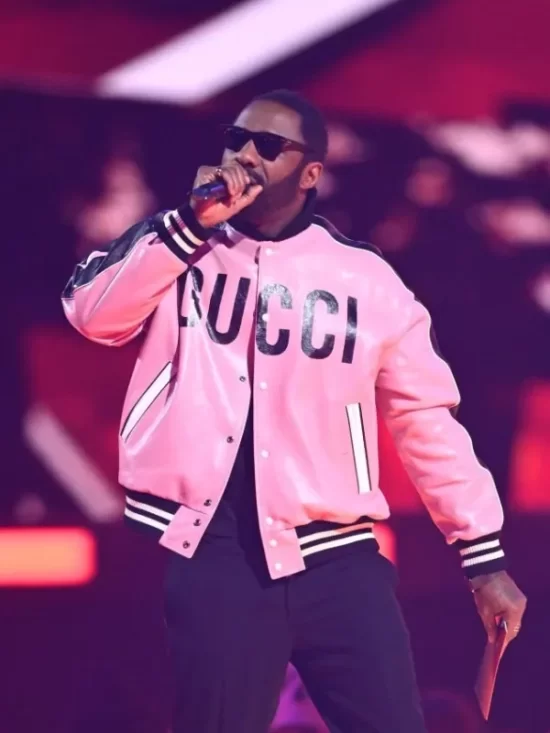 Idris Elba Brit Awards Pink Varsity Jacket