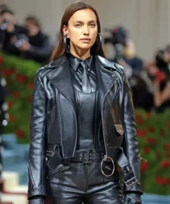 Irina Shayk Met Gala 2022 Black Leather Jacket