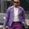 Jalen Hurts Purple Geniune Leather Jacket