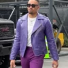 Jalen Hurts Purple Prenium Leather Jacket