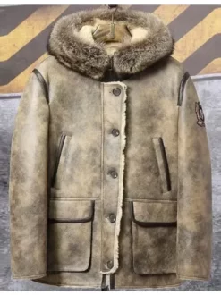 Jamie Hooded Shearling Best Parka Leather Jacket