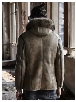 Jamie Hooded Shearling Pure Parka Leather Jacket
