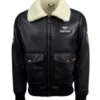 Jared Top Gun Shearling Fur B3 Black Leather Jacket