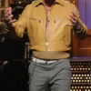 Jason Momoa Saturday Night Live Men's Mustard Real Leather Jacket