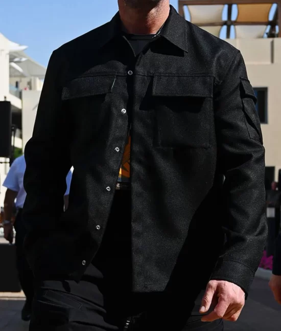 Jason Statham Black Leather Jacket Grand Event F1