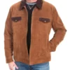Jaxon Men’s Dual-Tone Trucker-Style Suede Utility Suede Leather Jacket