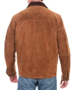 Jaxon Men’s Dual-Tone Trucker-Style Suede Utility Leather Jacket