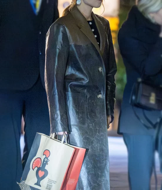 Jenna Coleman Brown Real Leather Coat