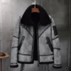 Jeremy Grey Black Shearling Fur SF Bomber Jacket