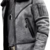 Jeremy Grey Black Shearling Fur SF Real Bomber Jacket