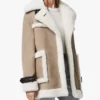 Jerrie Taupe Color Aviator Shearling Coat