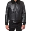 Jethro Black Leather Bomber jacket