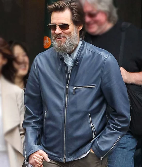 Jim Carrey Blue Classic Top Leather Jacket