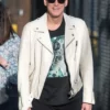 Jim Carrey White Biker Leather Jacket