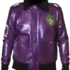Joker Goon Purple Leather Bomber Jacket