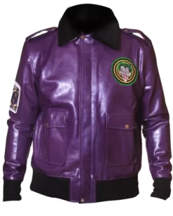 Joker Goon Purple Leather Bomber Jacket