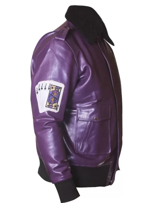 Joker Goon Purple Real Leather Bomber Jacket