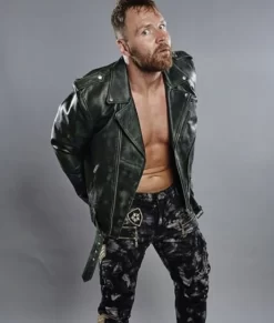 Jon Moxley Green Leather Biker Top Leather Jacket