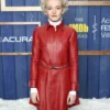 Julia Garner Red Leather Coat