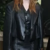 Julianne Moore Black Cropped Leather Top Blazer