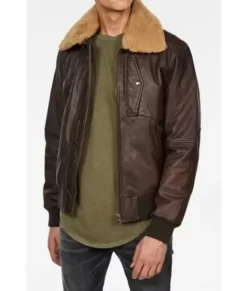 Julius Removable Collar Brown Real Leather Jacket
