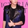Justin Bieber Black and Purple Leather Vest