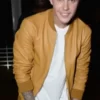 Justin Bieber Brown Varsity Bomber Leather Genuine Jacket