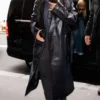 KIM KARDASHIAN Black Top Leather Coat