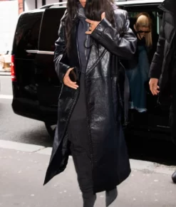 KIM KARDASHIAN Black Top Leather Coat