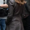 Keira Knightley Brown Leather Coat Back