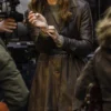 Keira Knightley Brown Real Leather Coat